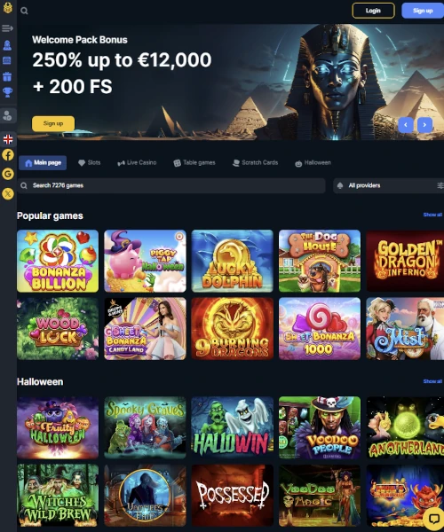 Book of Bet Casino screenshot casino lobby with slot games, live dealer tables, payment options, and user interface elements