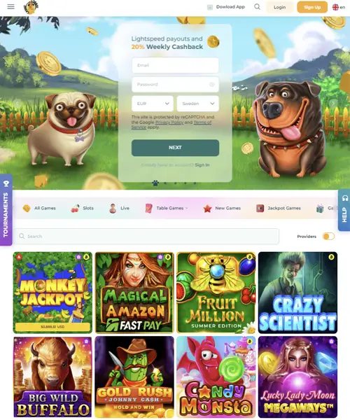 Cobber Casino screenshot casino lobby with slot games, live dealer tables, payment options, and user interface elements