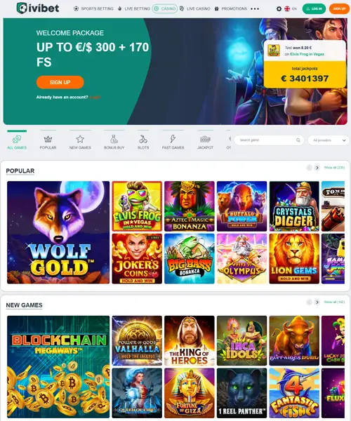 Ivibet screenshot casino lobby with slot games, live dealer tables, payment options, and user interface elements