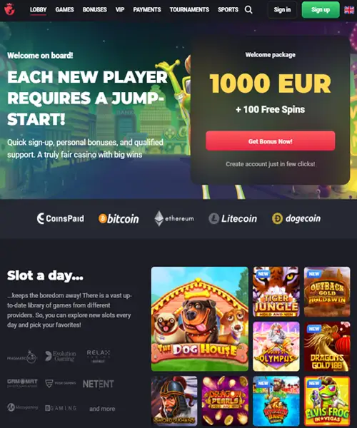 Joo Casino screenshot casino lobby with slot games, live dealer tables, payment options, and user interface elements
