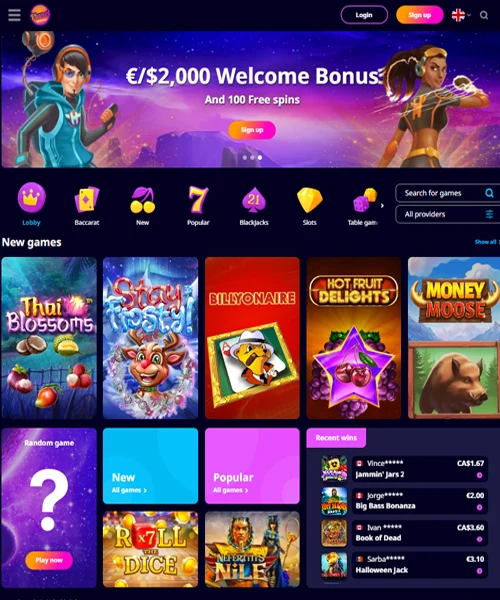 PlanetSpin Casino screenshot casino lobby with slot games, live dealer tables, payment options, and user interface elements