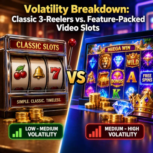 Comparison of volatility in classic 3-reel slot games and feature-packed online video slots with bonus features and jackpots