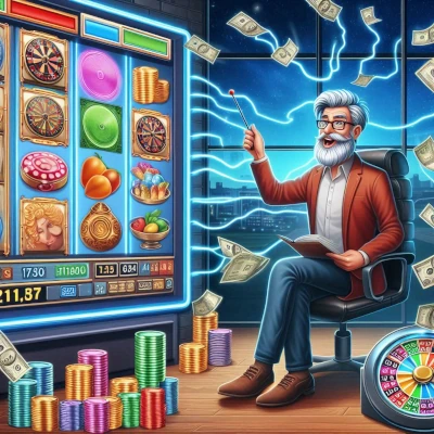 Player spinning reels on an online slot machine with jackpot symbols and casino interface