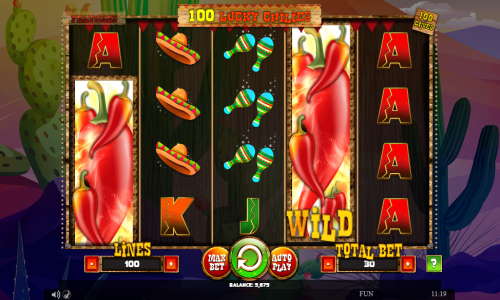 100 Lucky Chilies base game screenshot showing reels and features