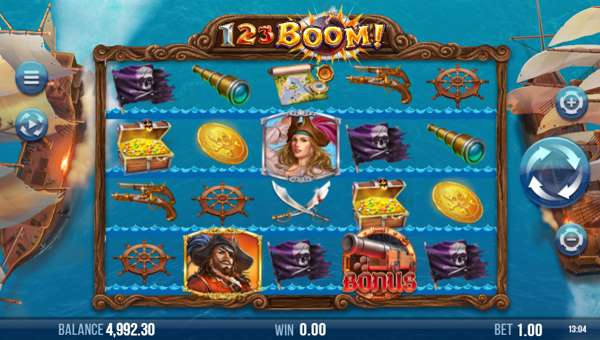 123 Boom base game screenshot showing reels and features