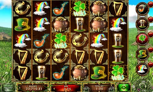 1st of the Irish base game screenshot showing reels and features