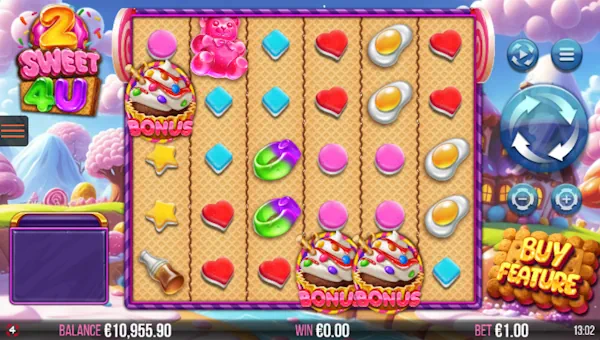 2 Sweet 4 U base game screenshot showing reels and features