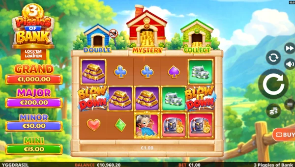 3 Piggies of Bank base game screenshot showing reels and features