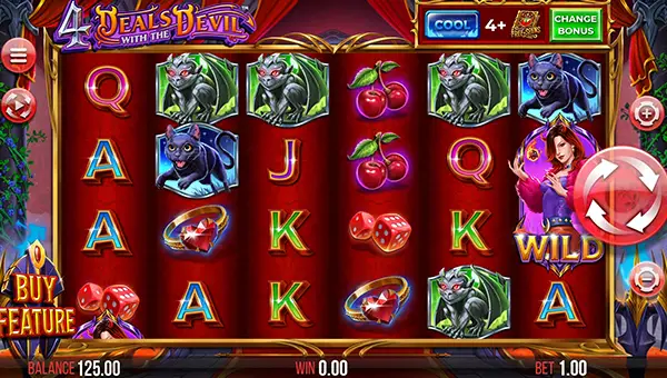 4 Deals With the Devil base game screenshot showing reels and features