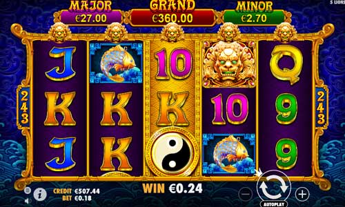 5 Lions Gold base game screenshot showing reels and features