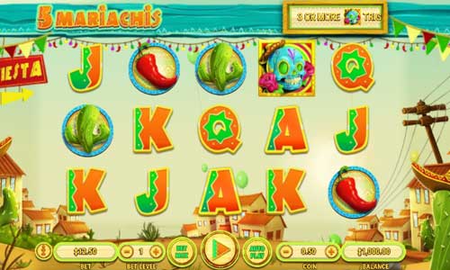 5 Mariachis base game screenshot showing reels and features