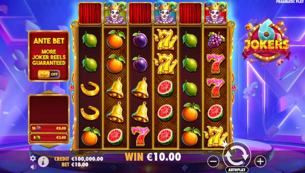 6 Jokers base game screenshot showing reels and features