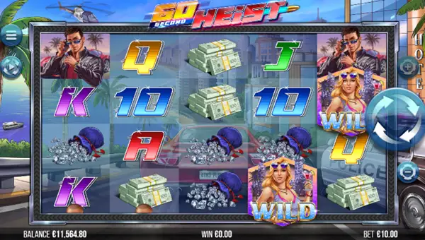 60 Second Heist base game screenshot showing reels and features