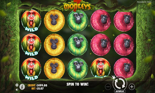7 Monkeys base game screenshot showing reels and features