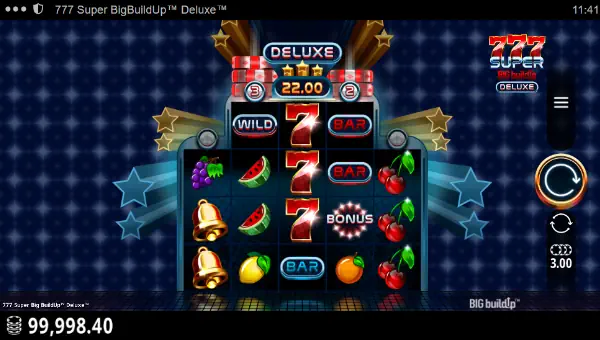 777 Super BIG BuildUp Deluxe base game screenshot showing reels and features