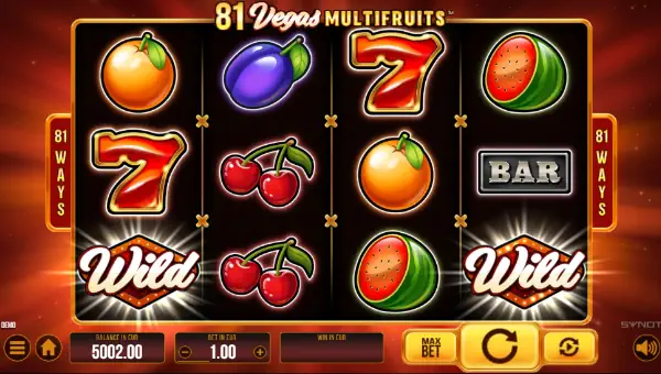 81 Vegas Multi Fruits base game screenshot showing reels and features