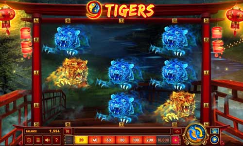 9 Tigers base game screenshot showing reels and features