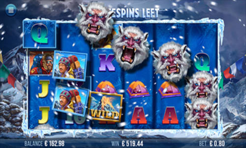 9K Yeti base game screenshot showing reels and features