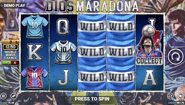 D10S Maradona base game screenshot showing reels and features