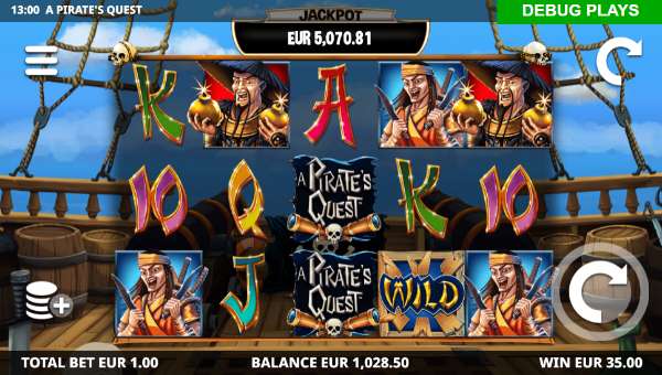 A Pirates Quest base game screenshot showing reels and features