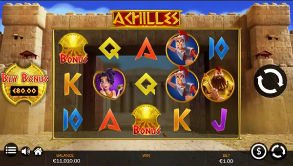 Achilles base game screenshot showing reels and features