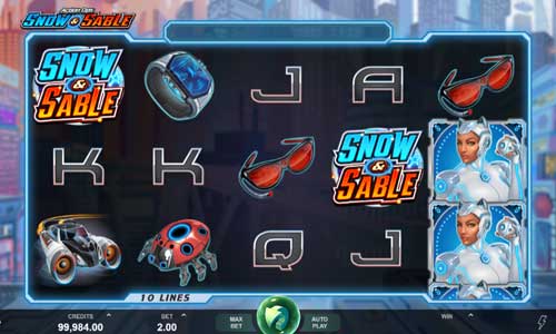 Action Ops Snow and  Sable base game screenshot showing reels and features