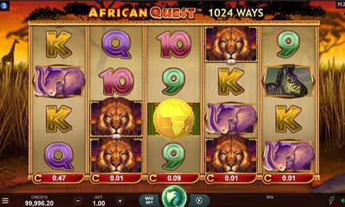 African Quest base game screenshot showing reels and features