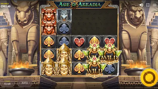 Age of Akkadia base game screenshot showing reels and features