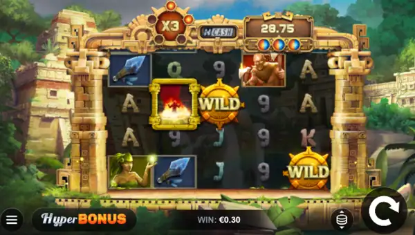 Age of Huracan base game screenshot showing reels and features