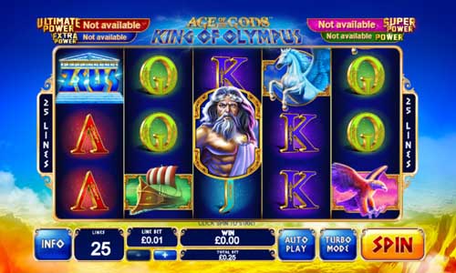 Age of the Gods King of Olympus base game screenshot showing reels and features