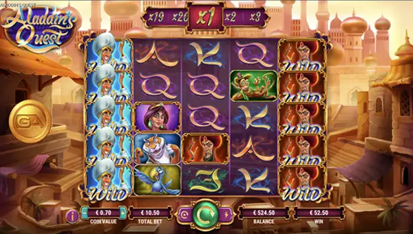 Aladdins Quest base game screenshot showing reels and features