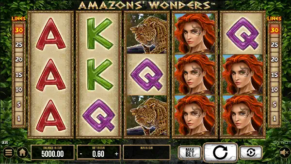 Amazons Wonders base game screenshot showing reels and features