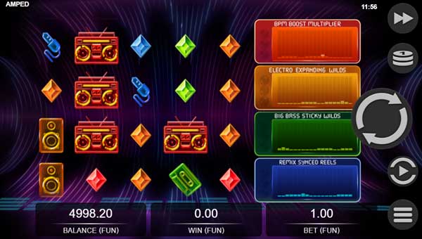 Amped base game screenshot showing reels and features