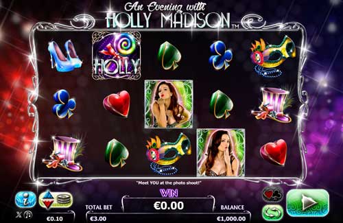 An Evening With Holly Madison base game screenshot showing reels and features