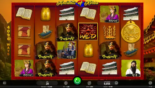 Ancients of Korea base game screenshot showing reels and features