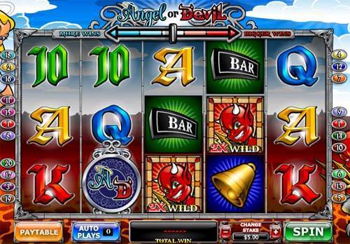 Angel or Devil base game screenshot showing reels and features