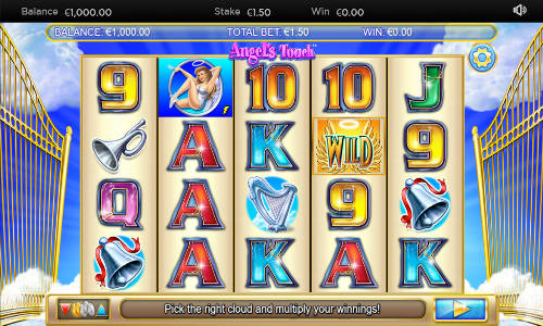 Angels Touch base game screenshot showing reels and features