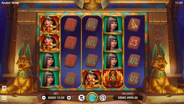Anubis Moon base game screenshot showing reels and features