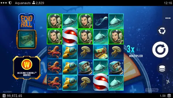 Aquanauts base game screenshot showing reels and features