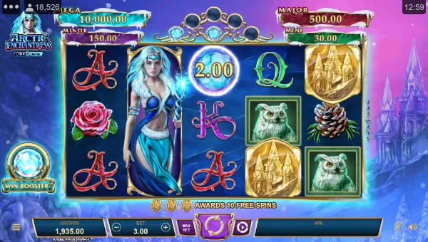 Arctic Enchantress base game screenshot showing reels and features