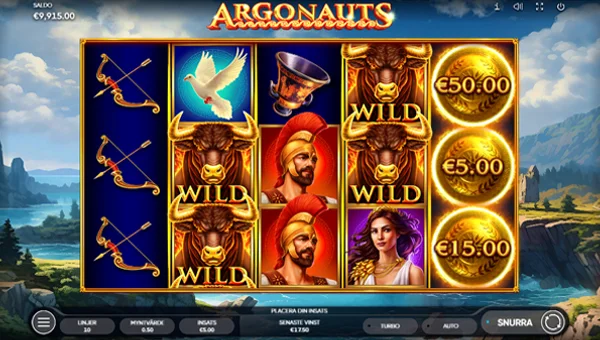 Argonauts base game screenshot showing reels and features