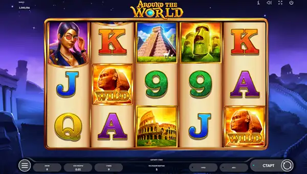 Around the World base game screenshot showing reels and features