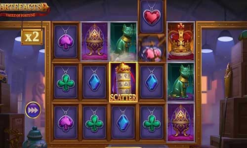 Artefacts Vault of Fortune base game screenshot showing reels and features