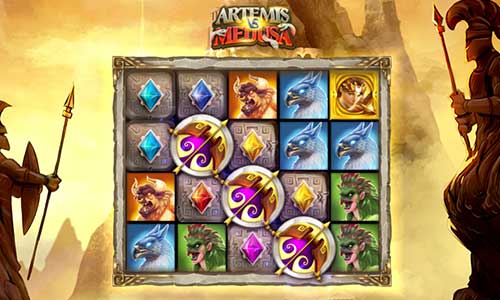 Artemis vs Medusa base game screenshot showing reels and features