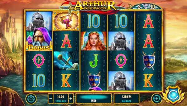 Arthur Pendragon base game screenshot showing reels and features