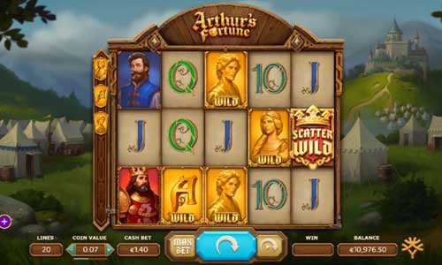 Arthurs Fortune base game screenshot showing reels and features