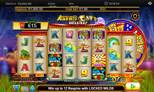 Astro Cat Deluxe base game screenshot showing reels and features