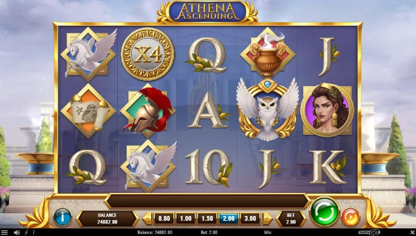Athena Ascending base game screenshot showing reels and features