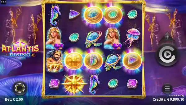 Atlantis Rising base game screenshot showing reels and features