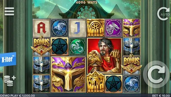 Avalon Gold base game screenshot showing reels and features